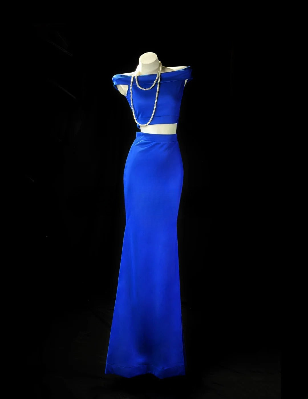 Understated Prom Dresses Mermaid 2 Pieces Royal Blue Satin With Sleeves Evening Dress Formal Outfits RB5852