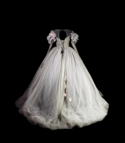 Princess Ball Gown Scoop Silver Tulle With Long Sleeves Quinceañera Dress Moda 2000 15 Quinceanera Dresses Ideas Sweet 16 Outfits RB6936