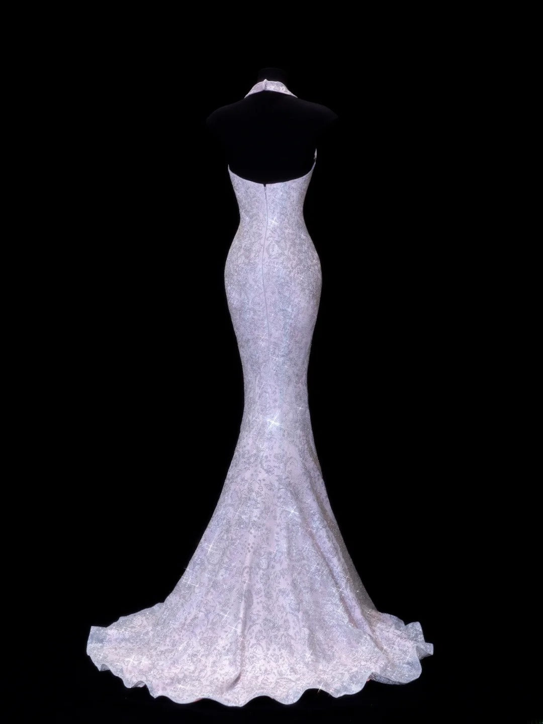 Robe de bal longue sirène à sequins style années 50, fendue et ornée de perles, à prix abordable (SA044)