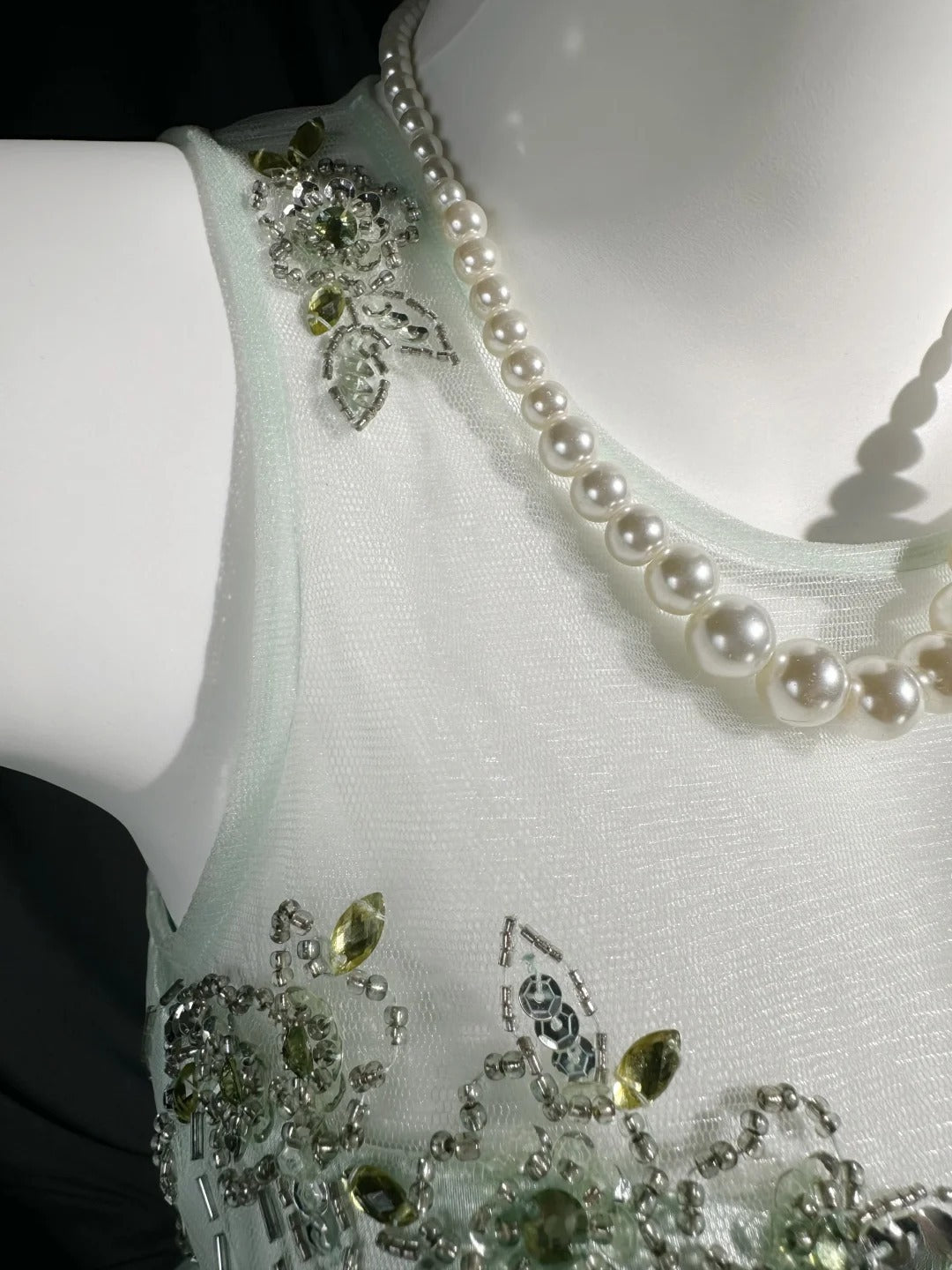 Elegant Prom Dresses A Line Scoop Neck Mint Green Tulle With Beading Evening Dress Formal Outfits RB5853