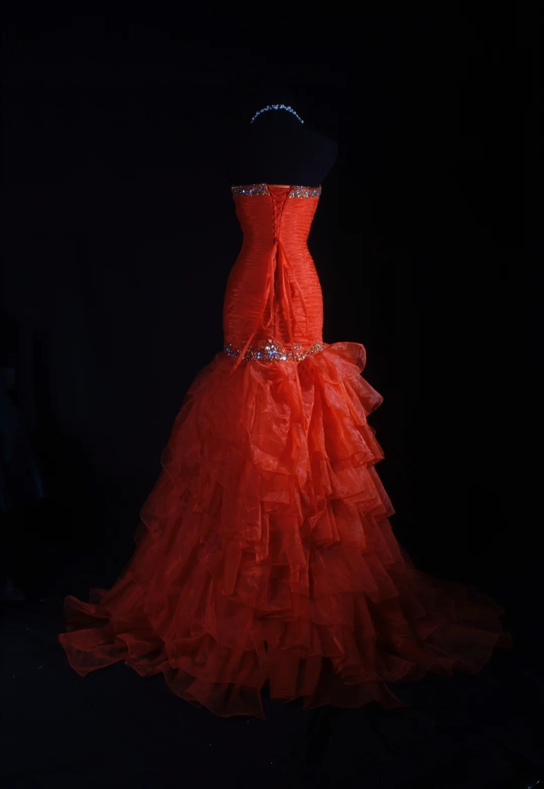 Vintage Meerjungfrauen-Kleid, langes rotes Partykleid mit Tüllperlen, 50er Jahre Retro-Chic, Geburtstags-, Dinner- und Ballkleid AS047
