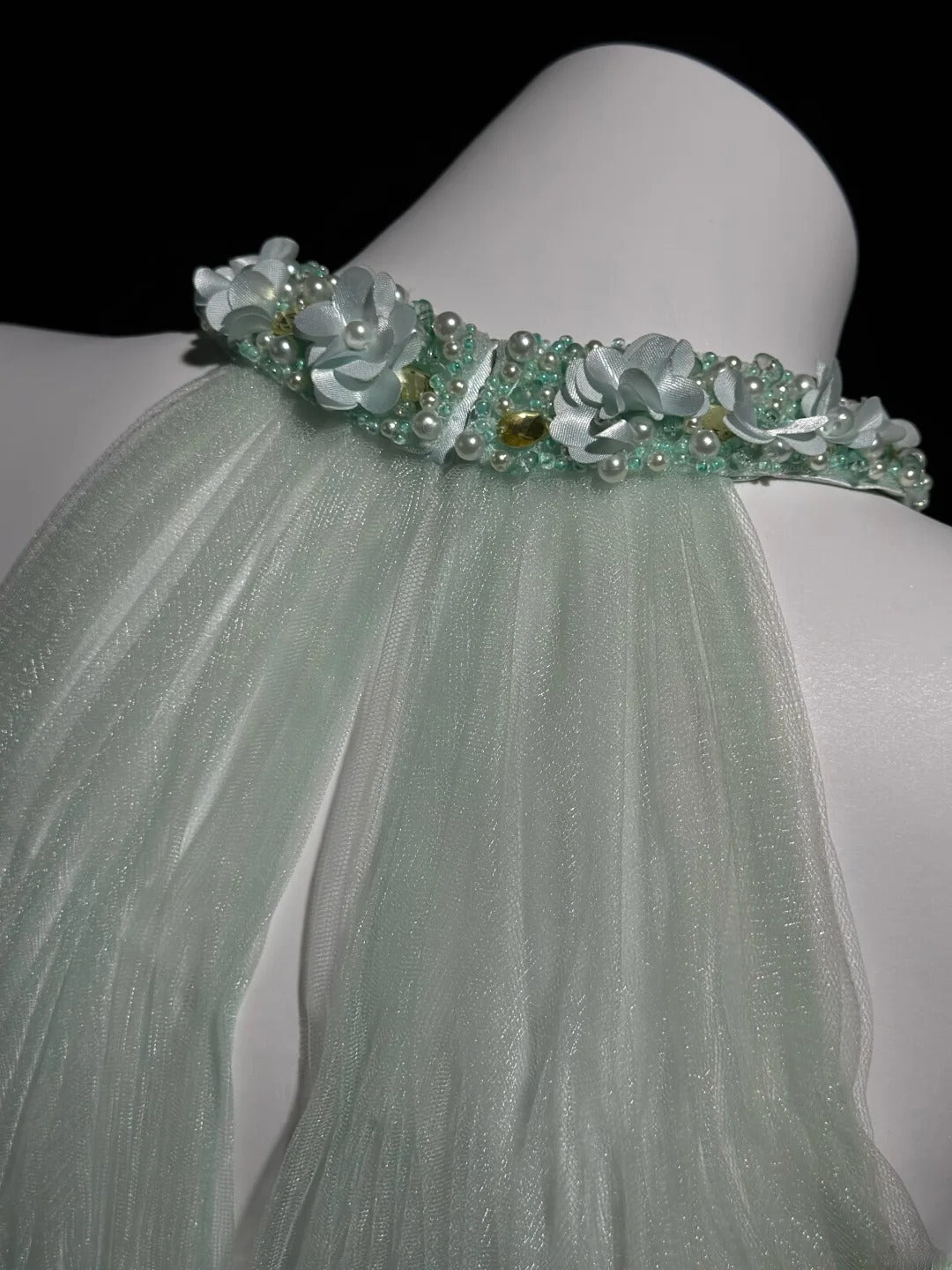Understated Prom Dresses A line Scoop Light Sage Green Tulle With Beading Evening Dress Formal Outfits RB5855