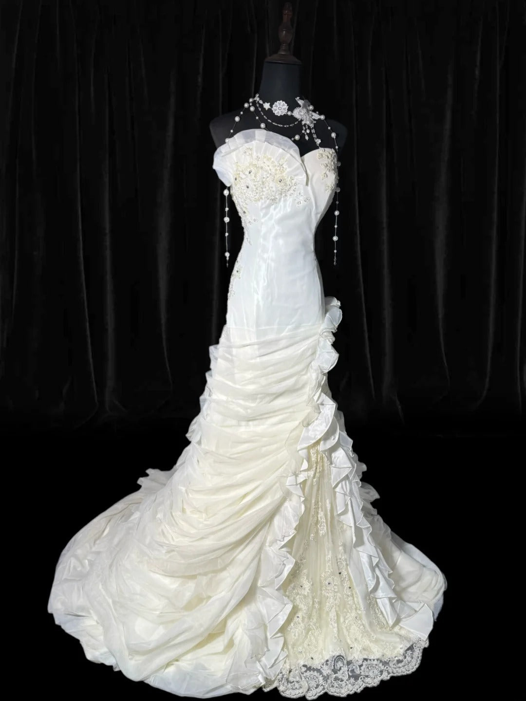 Robes de mariée longues et intemporelles, inspiration années 70, robes élégantes sirène bustier cœur, style bohème, avec corset en dentelle, robe de mariée cintrée, tailles petites et grandes (AS049)