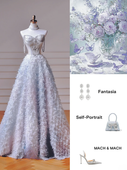 Sparkly Prom Dresses Aesthetic Ball Gown Sweetheart Light Sky Blue With Beads Inspo Impress Long Party Formal Gown For Teenagers High Schools AQ049