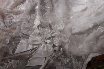 Vintage 80s Ball Gown Strapless White Satin With Flowers Long Autumn Brides Gown Bridal Dress Wedding Dresses RB8072