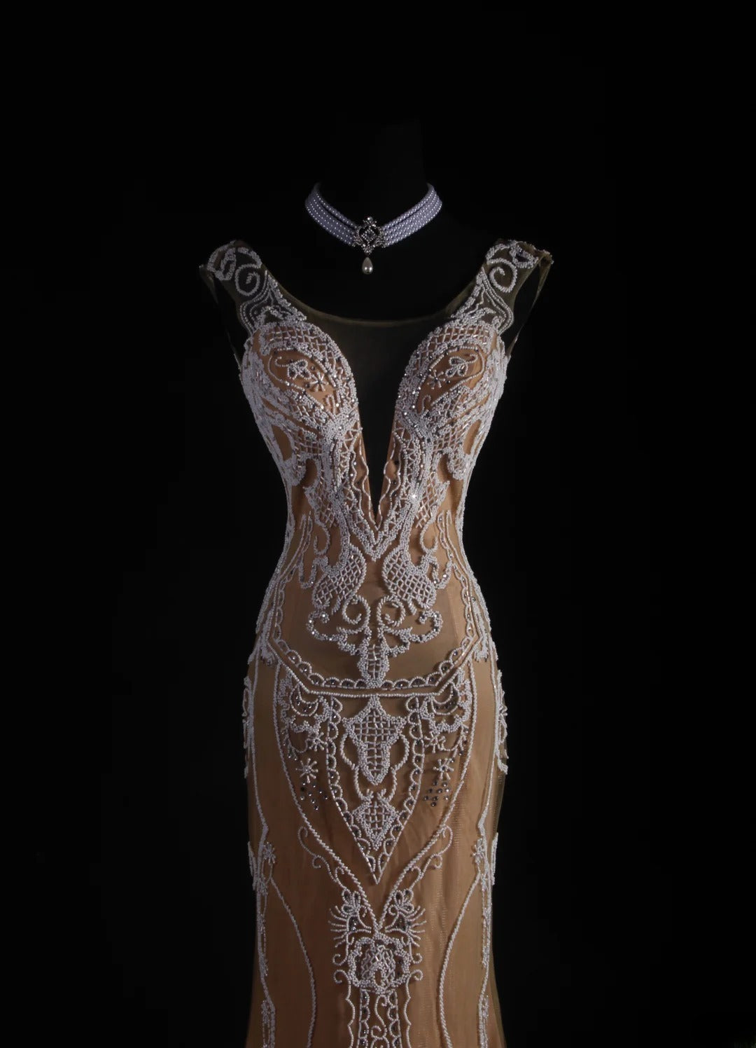 Robe de soirée longue sirène vintage en tulle et dentelle, inspiration champagne, longueur au sol, AS050