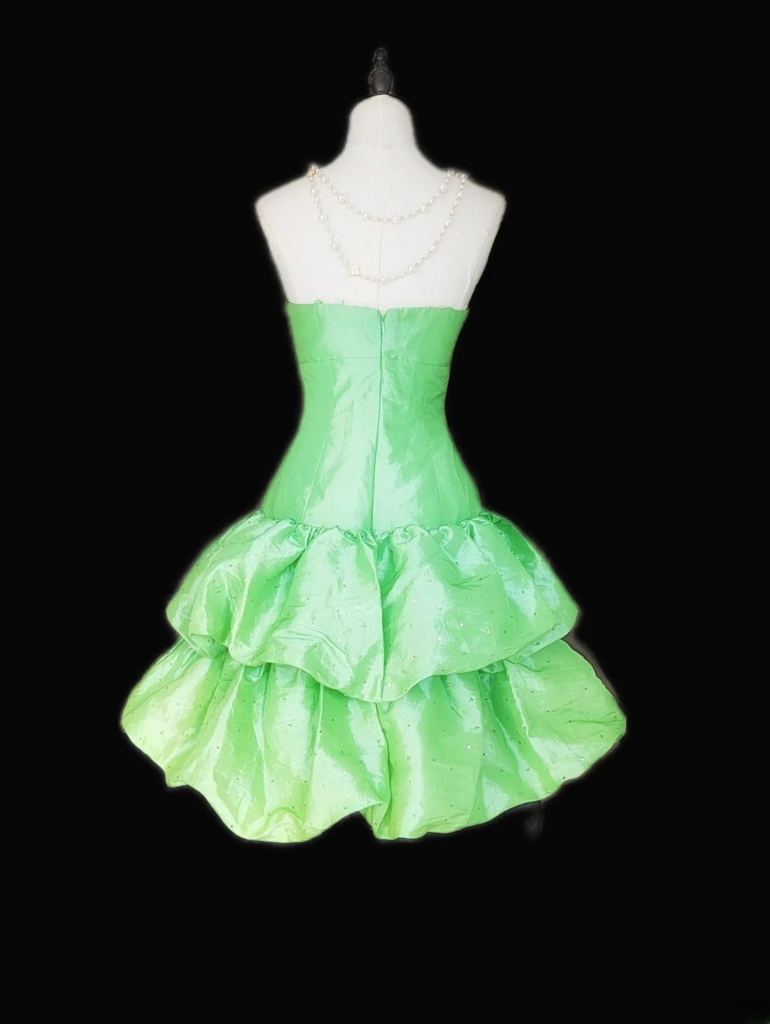 Robe de bal vintage bustier cœur en taffetas vert, robe de soirée courte pour un 16e anniversaire, robe de cocktail AS050
