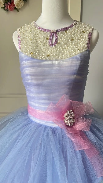 Prinzessinnen-Kleider zum 16. Geburtstag, lang, Flieder, U-Ausschnitt mit Perlen, Ballkleid, Sweet Sixteen Geburtstagskleid RC0420