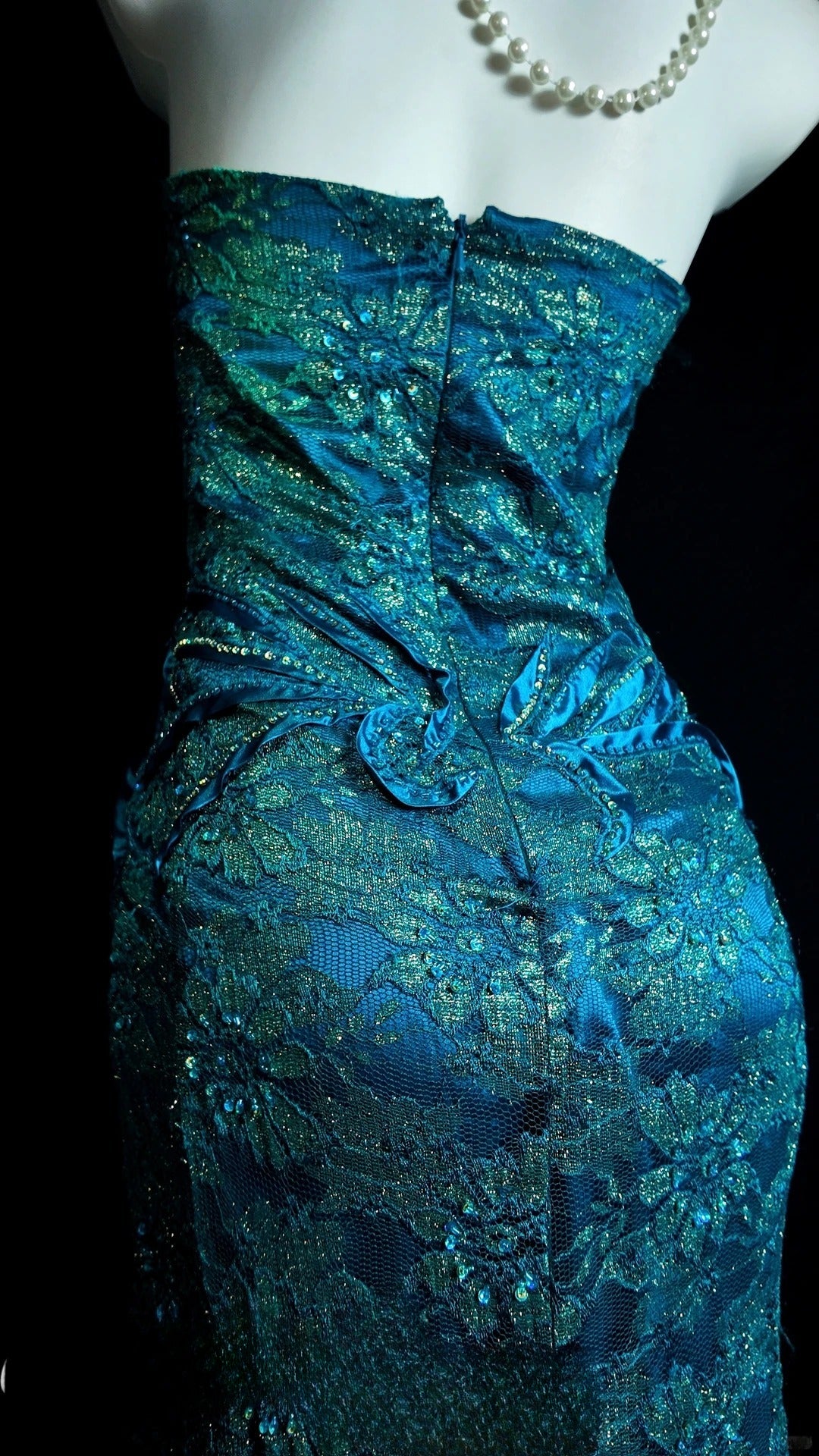 Lace Prom Dress Inspo Mermaid Sweetheart Blue Lace Modest With Beading Formal Party Gown RB9852