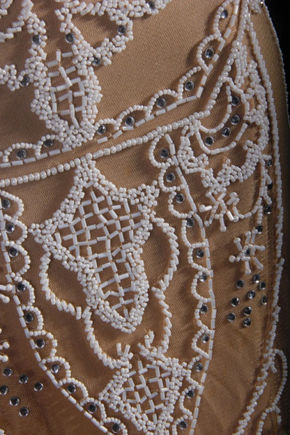 Robe de soirée longue sirène vintage en tulle et dentelle, inspiration champagne, longueur au sol, AS050