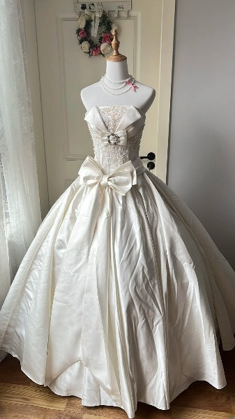 Princess Sweet 16 Dresses Long Strapless Satin With Lace Ball Gown Sweet Sixteen Birthday Gown RC0421