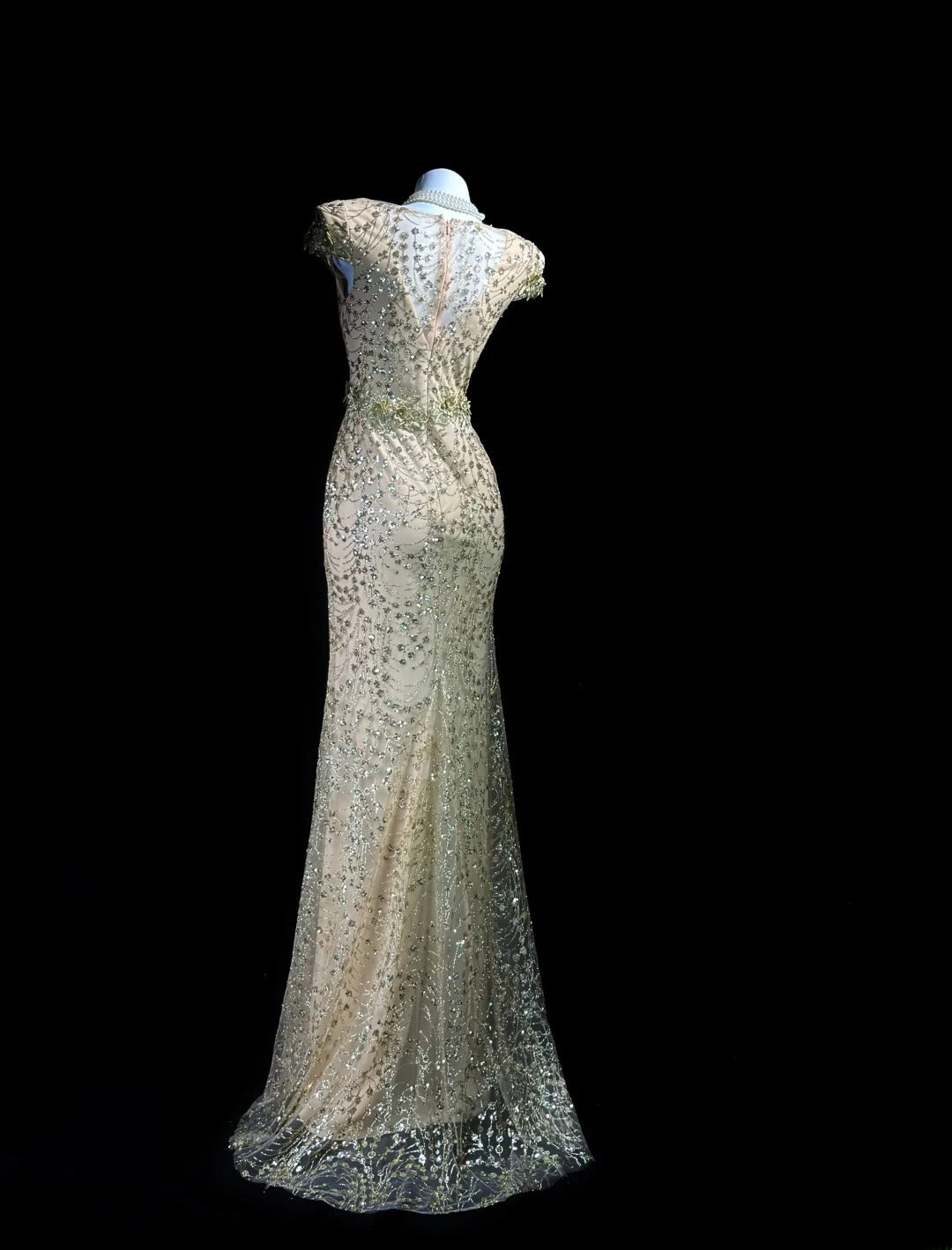 Sparkly Prom Dresses Mermaid V Neck Gold Sequin With Lace Long Evening Formal Outfits RB5858