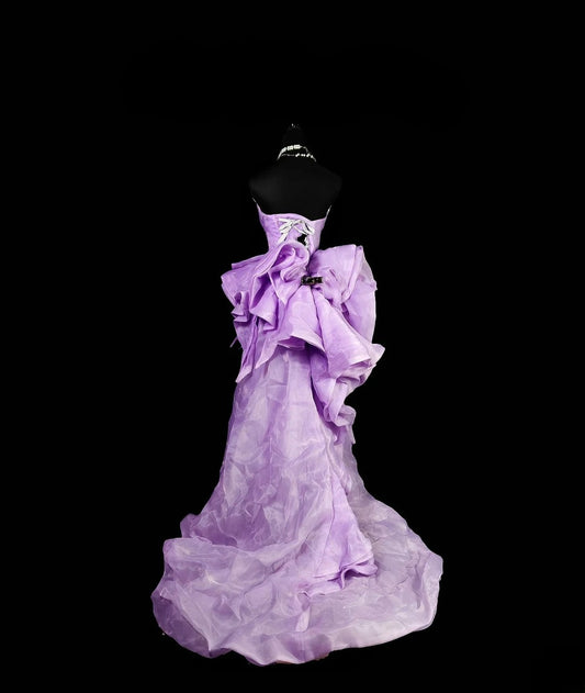 Vintage Mermaid Sweetheart Lilac Long Prom Dress With Ruffled Formal Dress Party Dresses RB6943