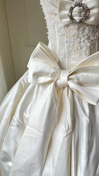 Princess Sweet 16 Dresses Long Strapless Satin With Lace Ball Gown Sweet Sixteen Birthday Gown RC0421