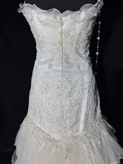 Traumhafte lange Brautkleider im 70er-Jahre-Stil, Meerjungfrauen-Ausschnitt, Boho-Stil, mit Spitze, figurbetont, auch in kleinen und großen Größen erhältlich, AS051