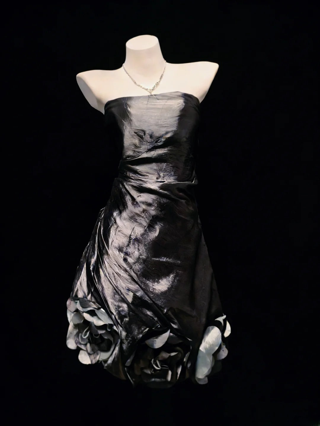Robe de bal vintage fourreau sans bretelles en taffetas gris, robe courte d'anniversaire, robe de soirée, robe de bal AS051