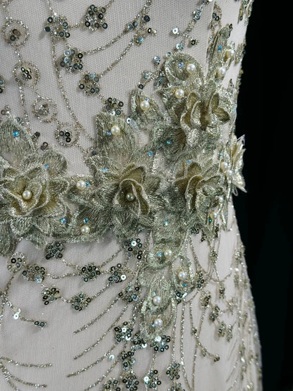 Sparkly Prom Dresses Mermaid V Neck Gold Sequin With Lace Long Evening Formal Outfits RB5858