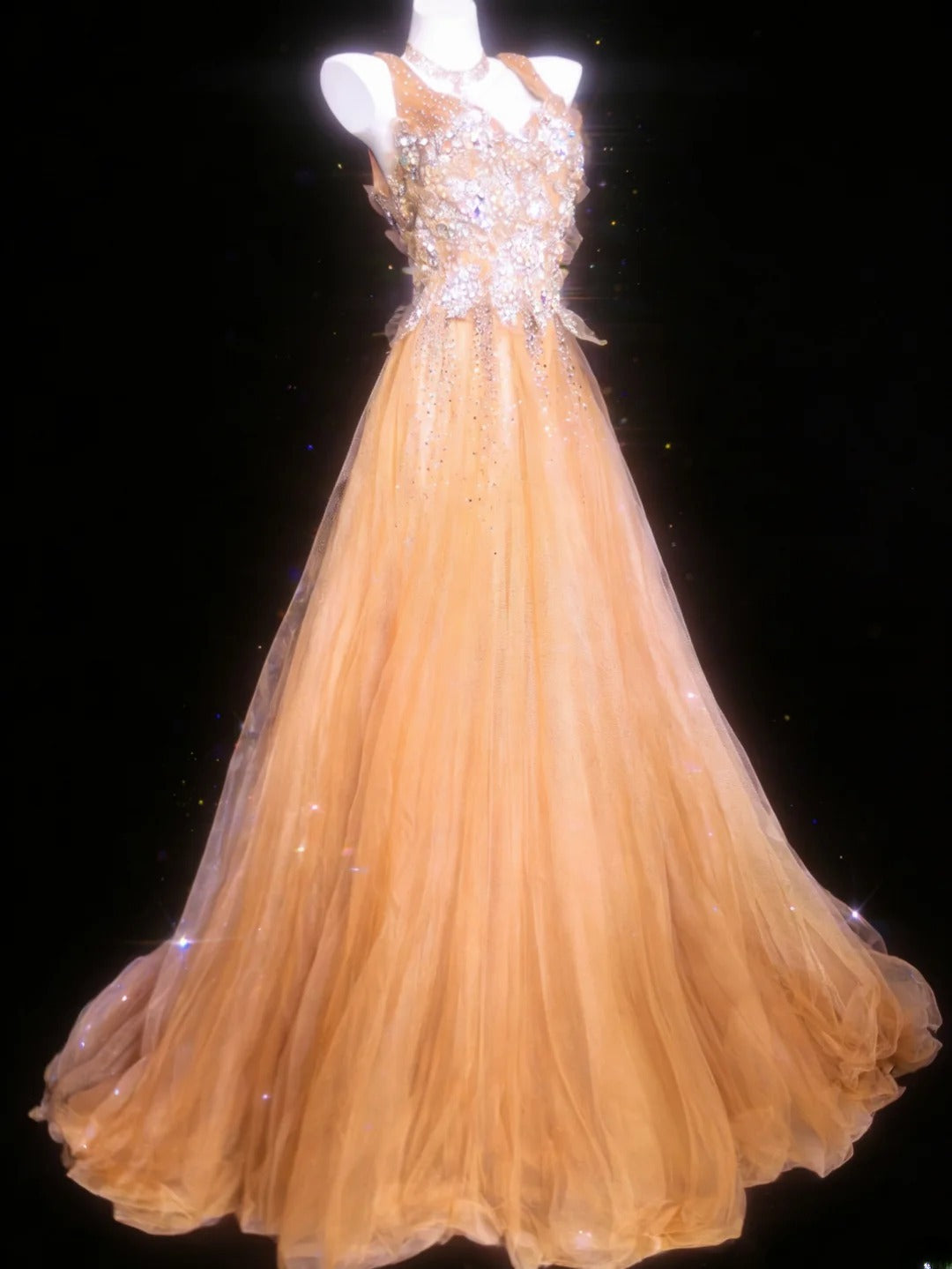Robe de bal rétro élégante, bustier cœur, tulle orange sans manches, robe longue pour femme, tenue de fin d'année scolaire (lycée), tenue pour un 21e anniversaire (AS052)