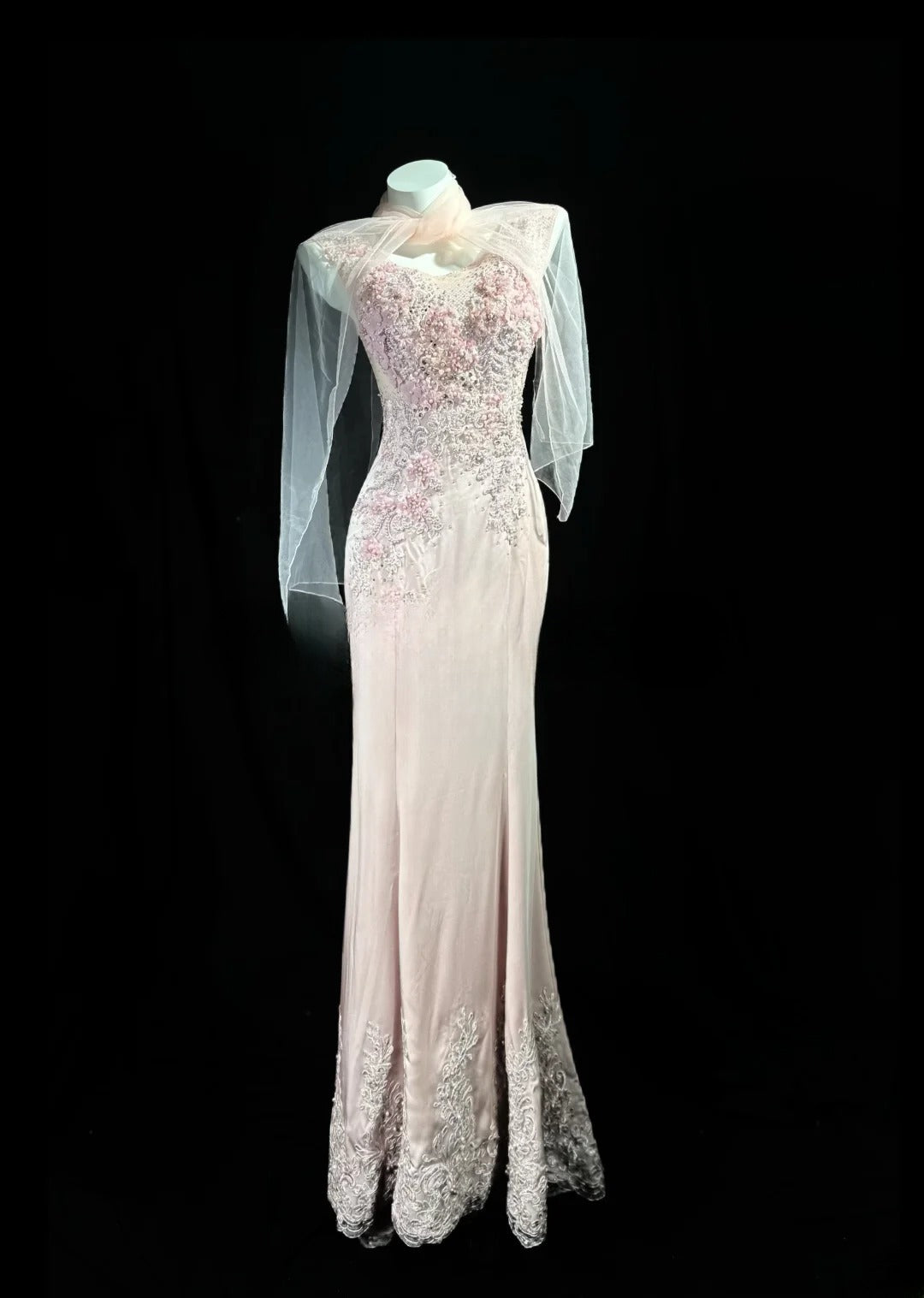 Sparkly Prom Dresses Mermaid V Neck Pink With Lace Beading Long Evening Formal Outfits RB5859