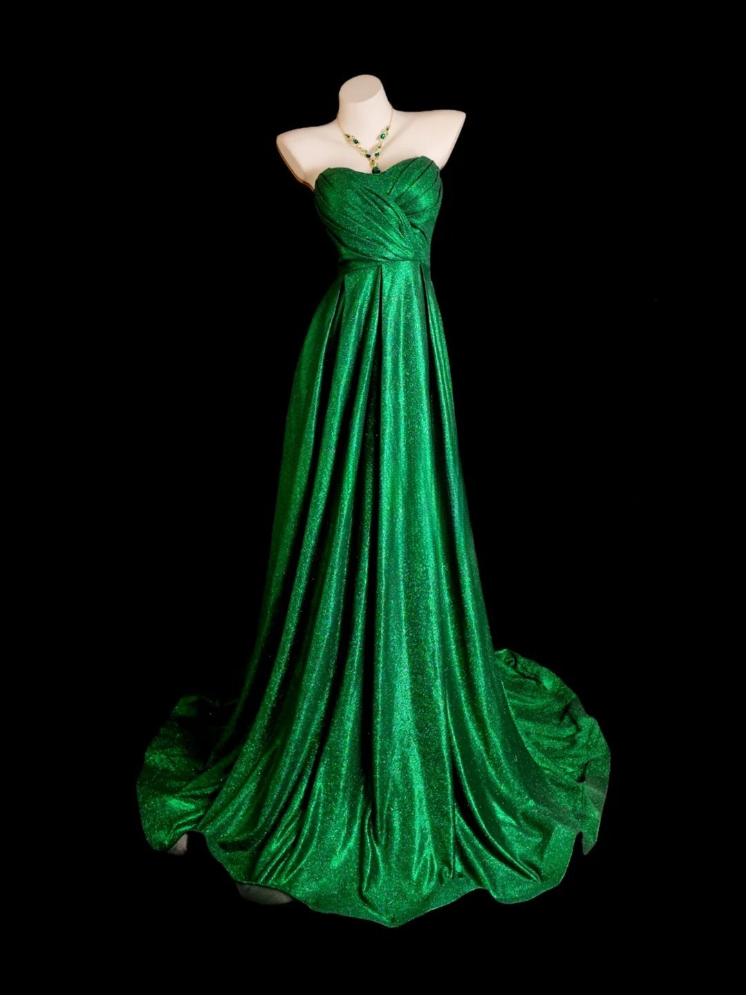 Green Prom Dress Inspo A line Sweetheart Sequined Modest With Beading Formal Party Gown RB9855