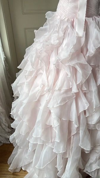 Prinzessinnen-Kleid für den 16. Geburtstag, lang, herzförmiger Ausschnitt, rosa, mit gestuften Lagen, Ballkleid, Sweet-Sixteen-Party-Geburtstagskleid RC0424