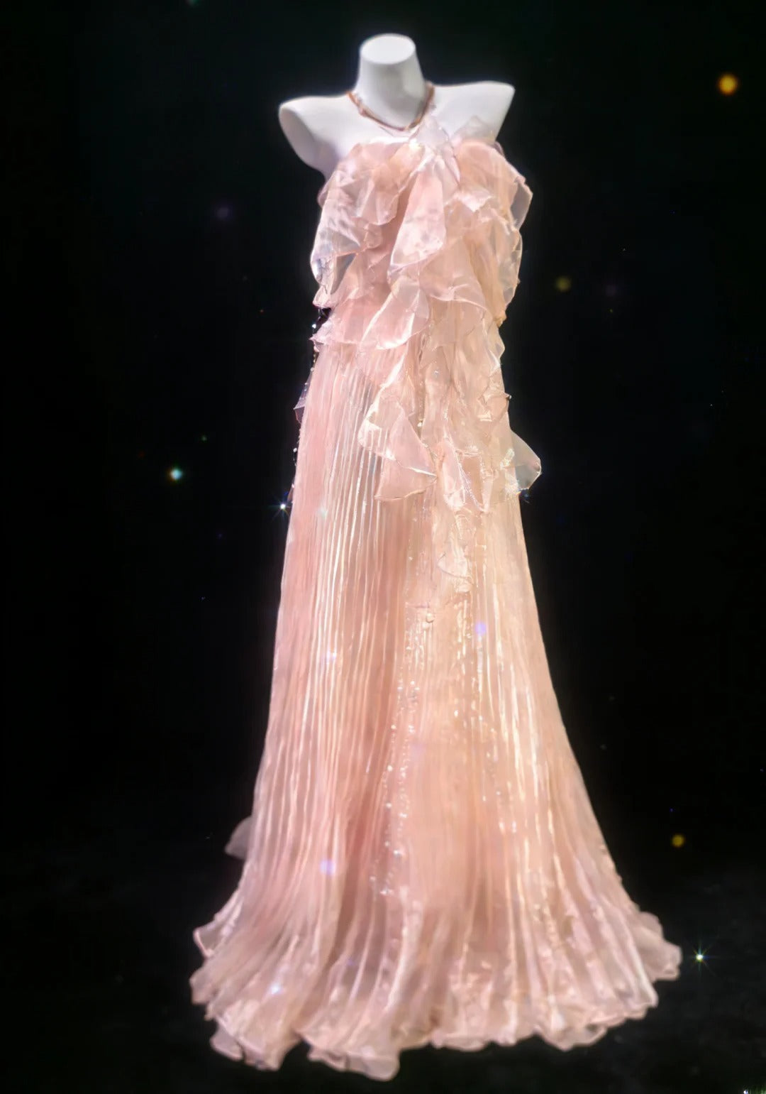Robe de bal longue rétro chic en tulle rose sans bretelles, coupe trapèze, idéale pour les jeunes filles en terminale ou pour un 21e anniversaire (AS054)