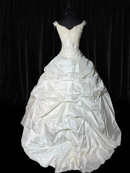 Robe de mariée longue vintage années 1960, robe de bal style col V pour la mariée, à volants avec traîne en dentelle plissée, robe de mariée blanche AS054