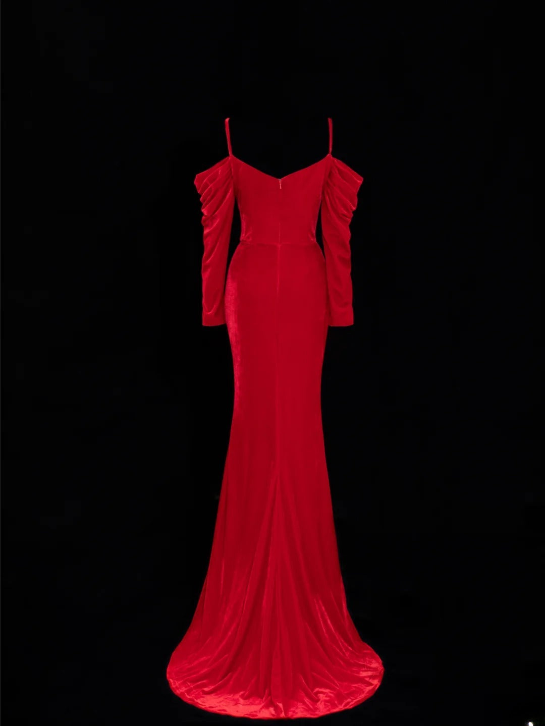 Schlichtes, formelles, schulterfreies, rotes Meerjungfrauenkleid mit Schlitz und Raffungen – ein beeindruckendes langes Ballkleid oder Abendkleid SA056