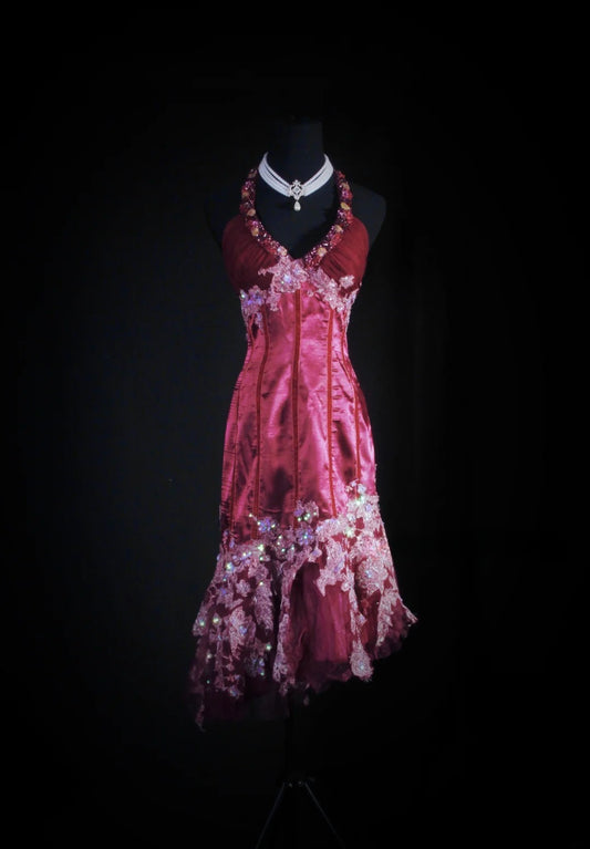 Vintage Meerjungfrauen-Neckholder-Partyoutfits mit Spitze, Kleid zum 18. Geburtstag, Homecoming-Kleid, Cocktailkleid AS057