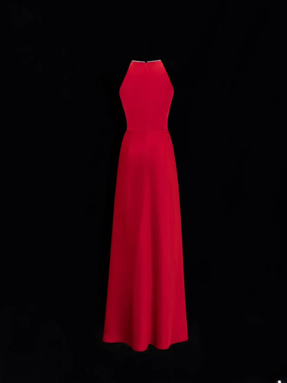 Simple Formal A Line Scoop Red With Beads Style Impress Long Prom Dresses Party Gowns SA057