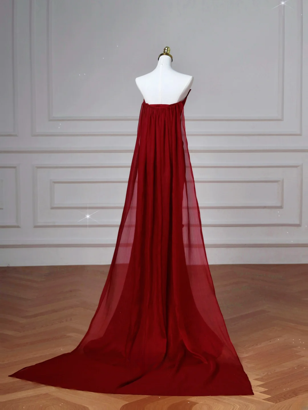 Robes de bal de fin d'année sexy pour lycéennes - Inspiration sirène sans bretelles en satin bordeaux - Robe longue semi-formelle pour diplômée AQ057