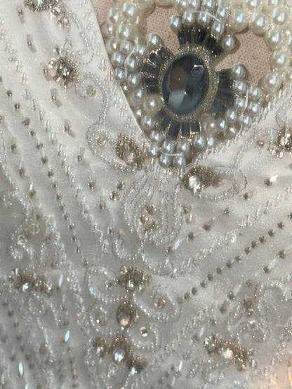 Luxury Princess Wedding Dress Mermaid V Neck White Brides Gown Bridal Dress Long Wedding Dresses RB5776