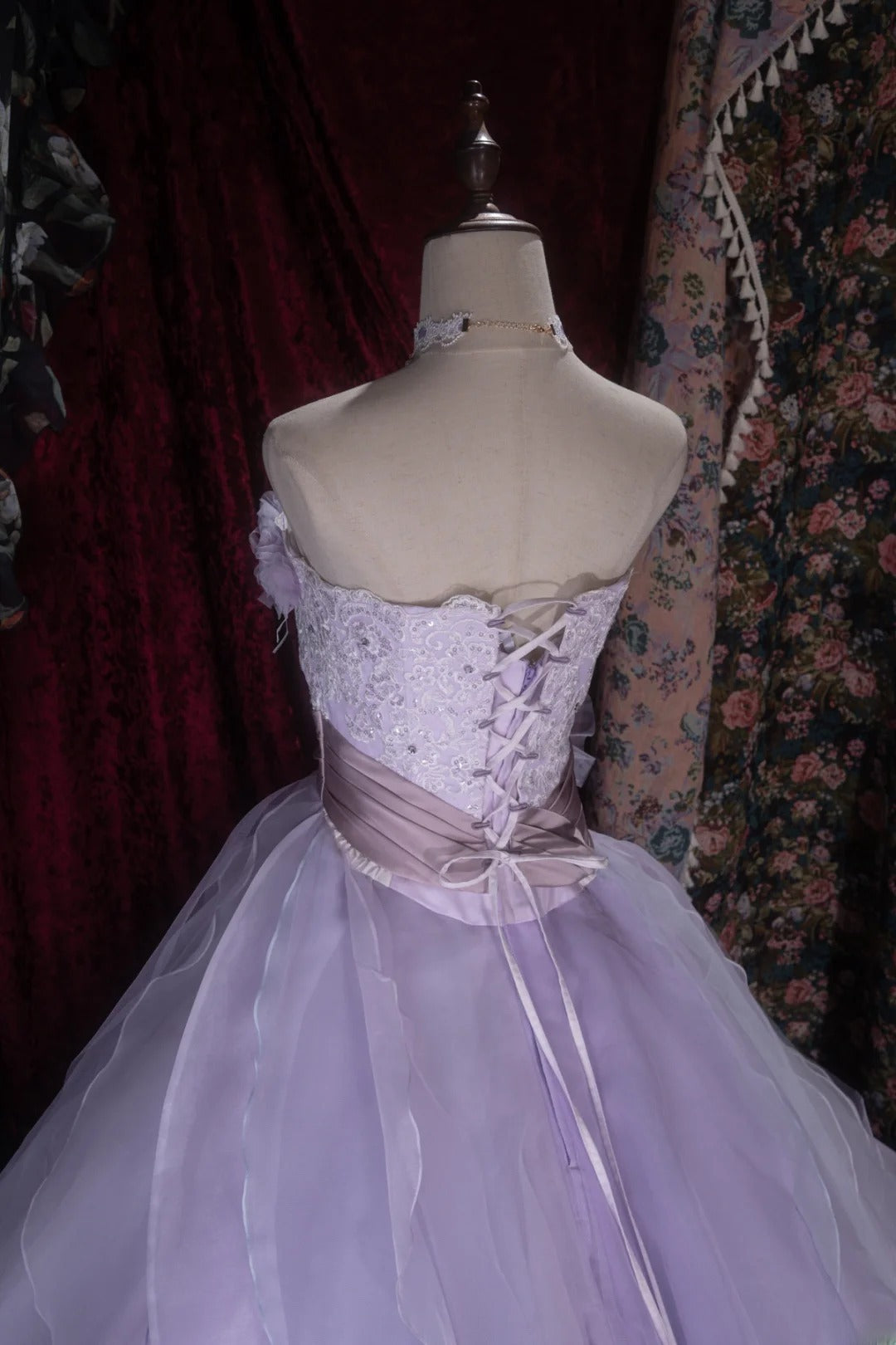 Elegant Ball Gown Strapless Lilac Tulle With Tiered Layers Long Quince Dress Quinceanera Dresses Formal Birthday Outfits RB8079