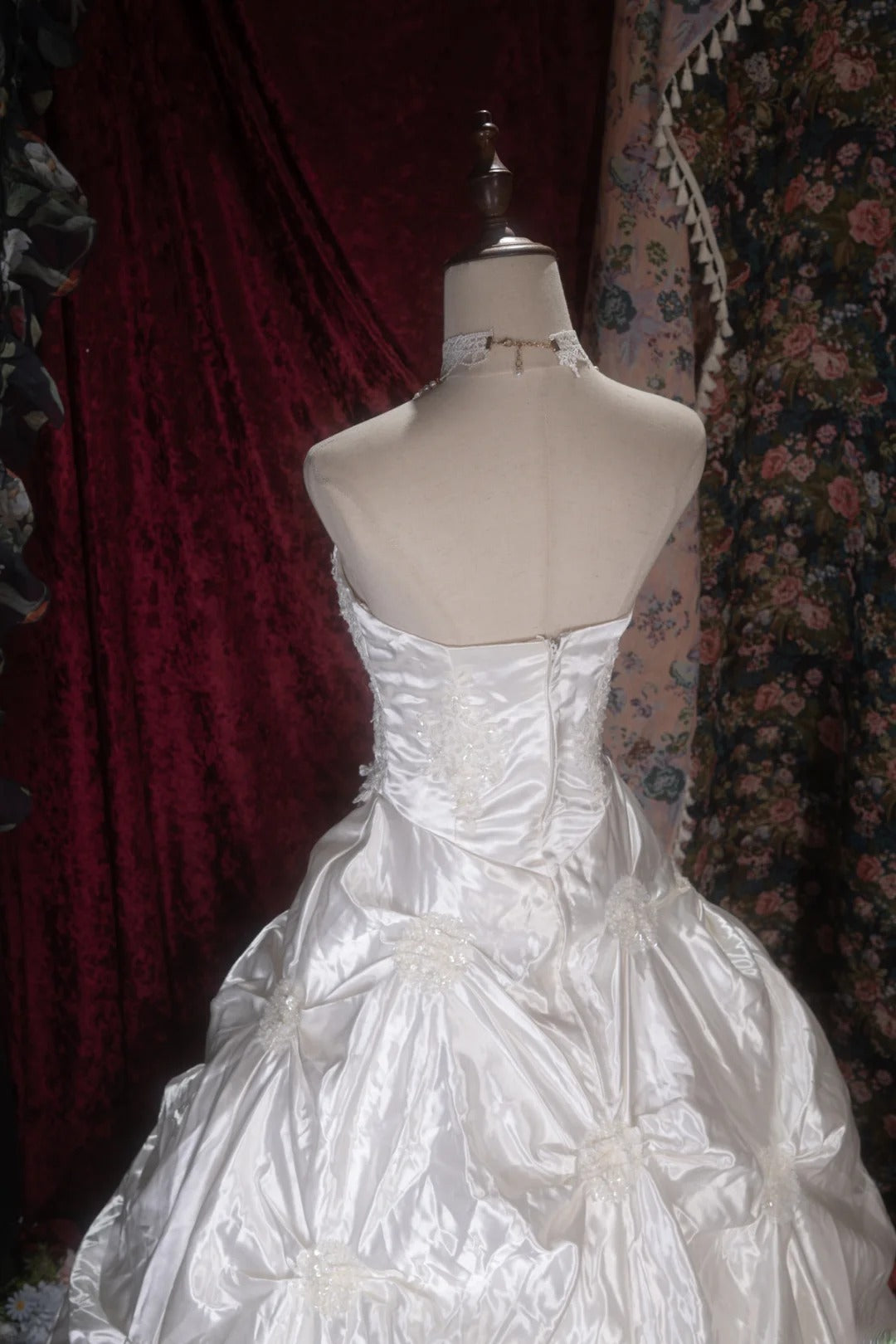 Beautiful Ball Gown Strapless White Taffeta With Lace Long Autumn Brides Gown Bridal Dress Wedding Dresses RB8081
