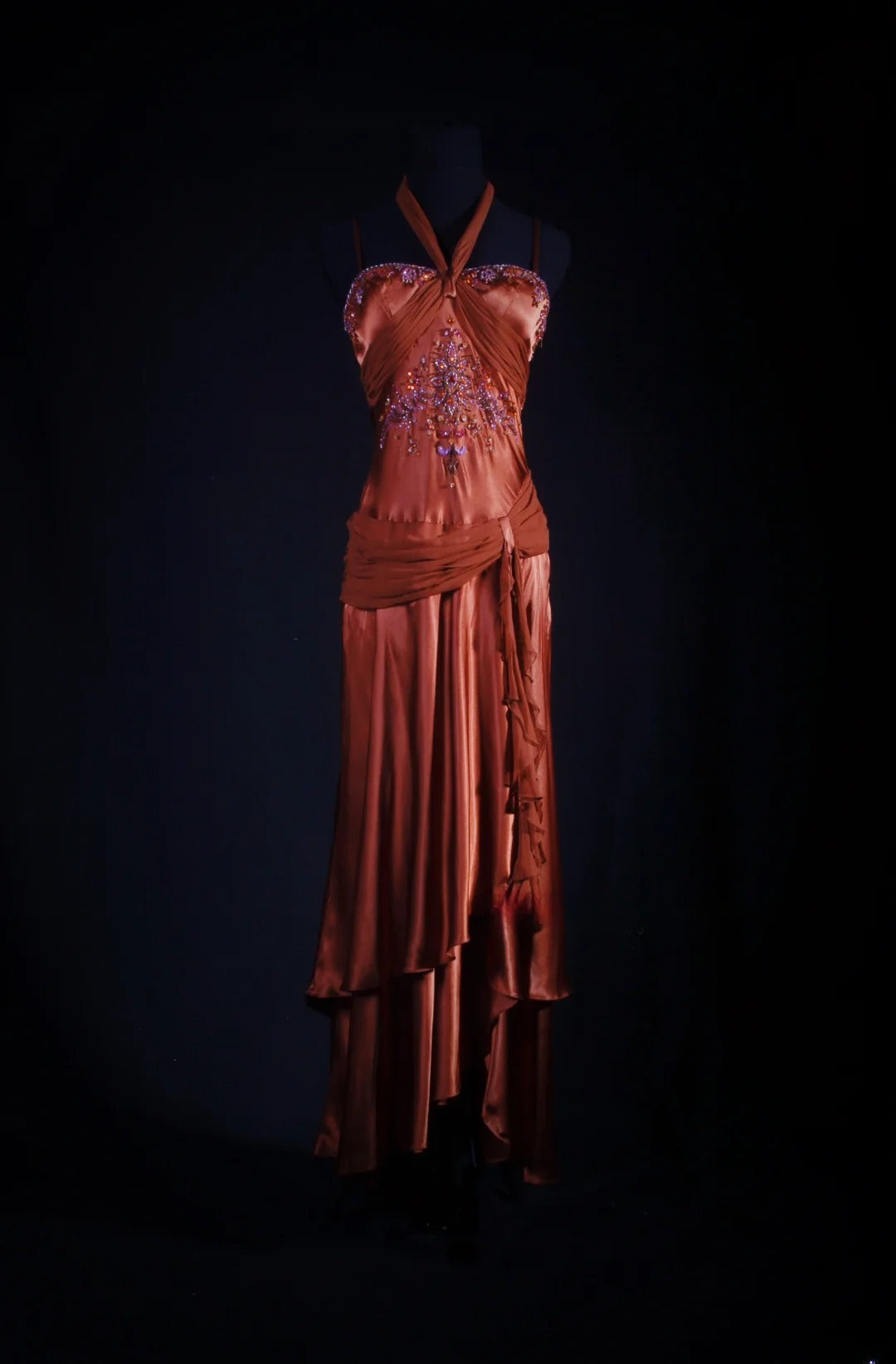 Vintage Etuikleid mit Neckholder, Spaghettiträgern, Satinspitze und Perlen im eleganten 50er-Jahre-Retro-Stil – perfekt für Geburtstag, Abendessen oder Abschlussball (AS059)