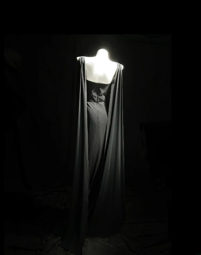 Vintage 90s Prom Dresses Mermaid Scoop Grey Chiffon Long Evening Dress Formal Outfits RB5867