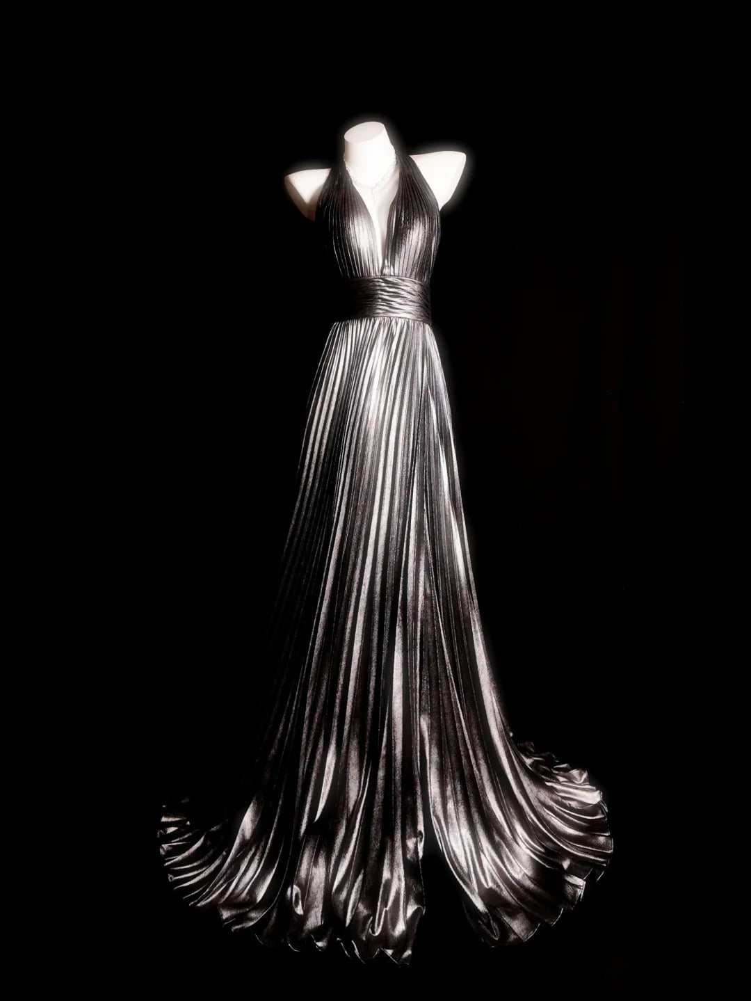 Grey Prom Dress Inspo A line Halter Backless Modest Long Formal Party Gown RB9863