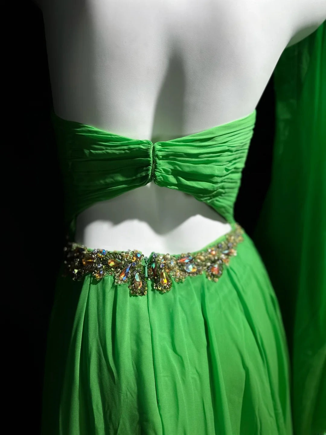 Vintage Prom Dresses A line Sweetheart Green With Beading Chiffon Long Evening Dress Formal Outfits RB5868