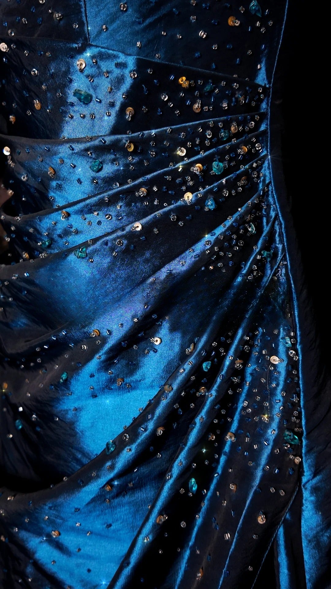 Blue Prom Dress Ball Gown Strapless With Beading Modest Floor Length Formal Party Gown RB9864