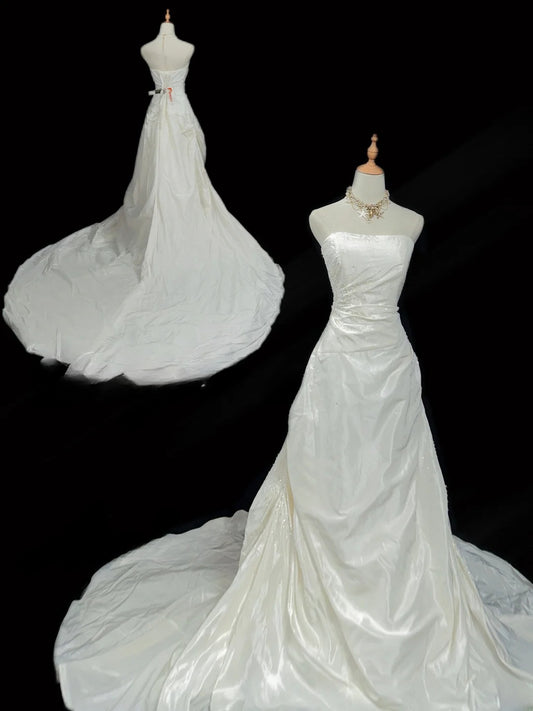 Vintage Princess Wedding Dress Mermaid Strapless White Brides Gown Bridal Dress Long Wedding Dresses RB5777