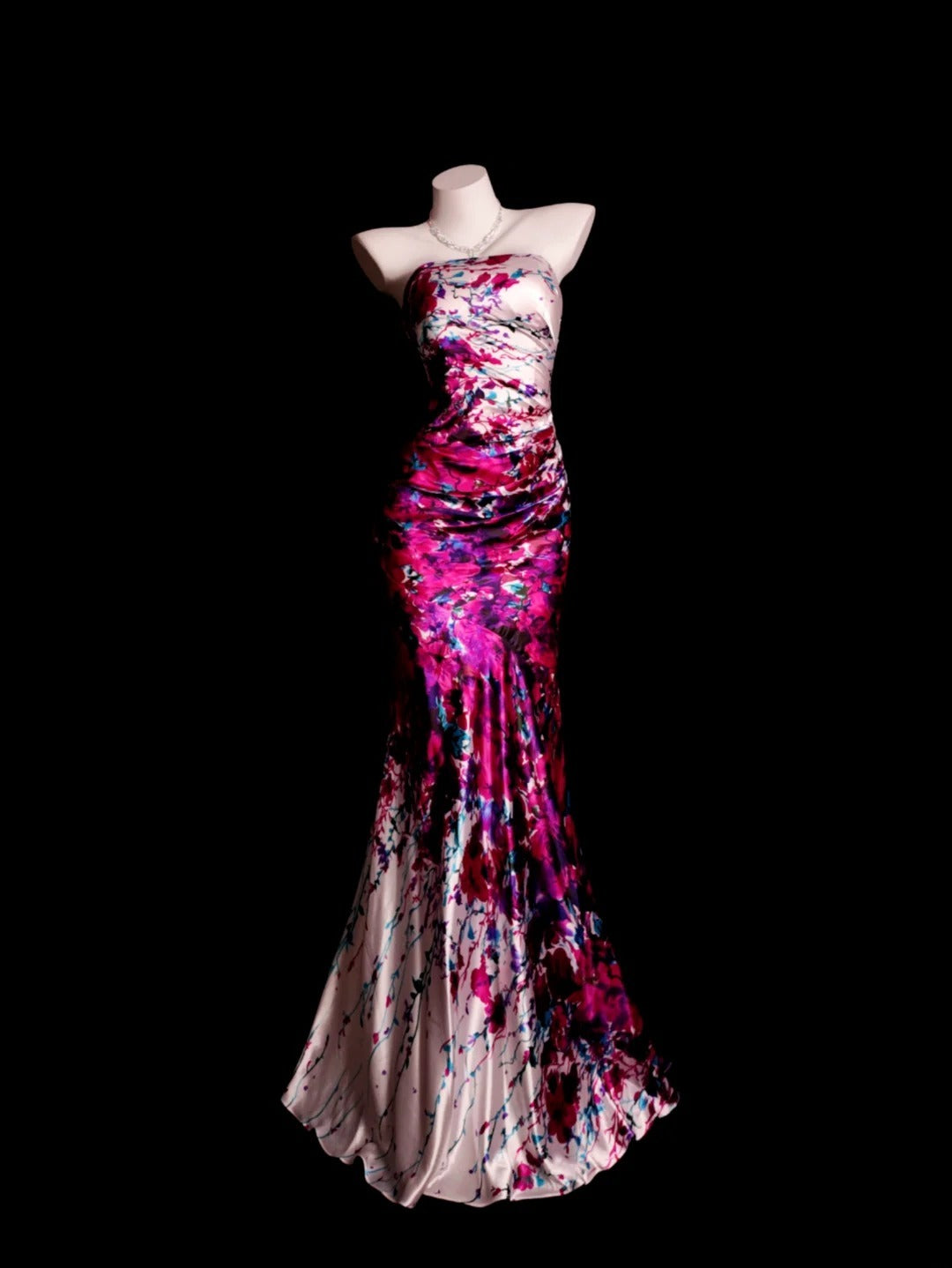 Floral Prom Dress Inspo Mermaid Strapless Satin Modest Long Formal Party Gown RB9865