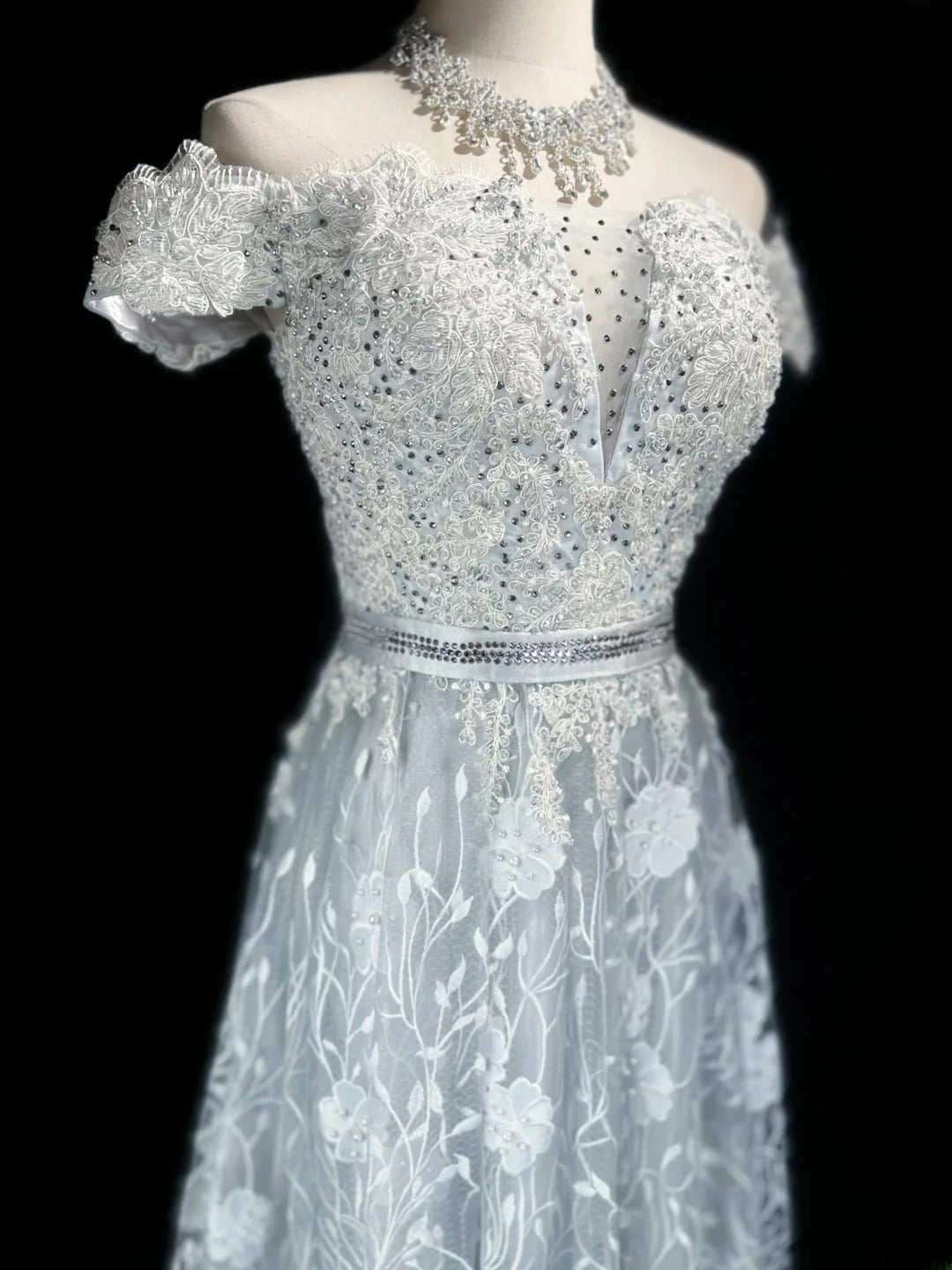 Vintage Prom Dresses A line Off The Shoulder With Beading Lace Long Evening Dress Formal Outfits RB5870