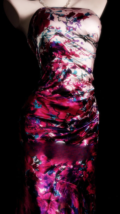 Floral Prom Dress Inspo Mermaid Strapless Satin Modest Long Formal Party Gown RB9865
