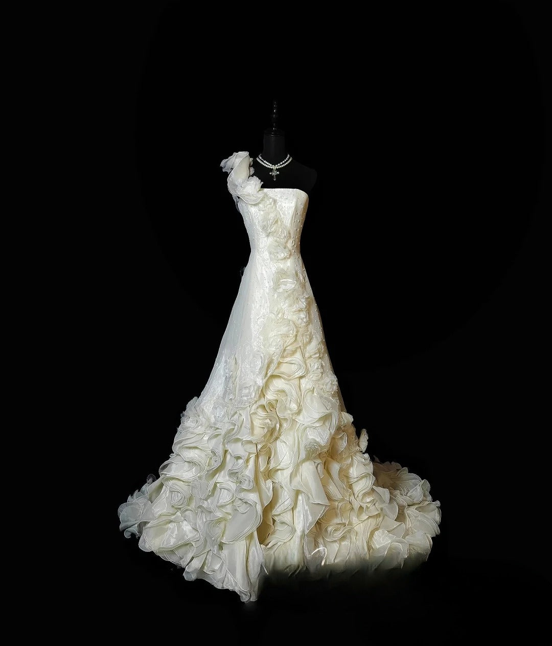 Vintage Ball Gown One Shoulder 2000s With Tiered Long Autumn Winter Bridal Dress Wedding Dresses RB8820