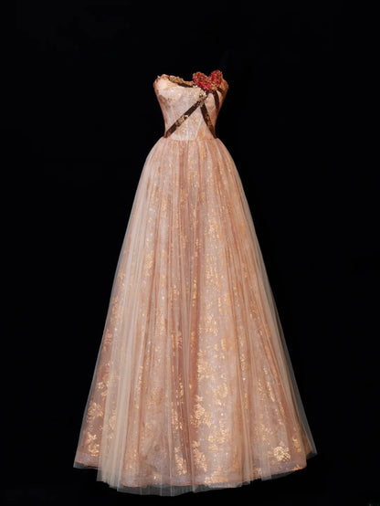 Robe de bal longue élégante style années 50, coupe trapèze, décolleté cœur, ornée de sequins et de perles, à prix abordable (SA065)