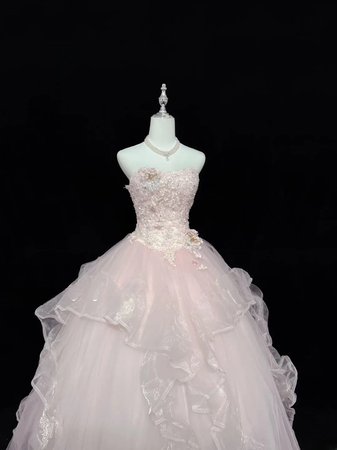 Sweet Ball Gown Sweetheart Light Pink Tulle With Lace Quince Dress Voluminous Sweet 16 Sweet Sixteen Outfits Vestido de 15 RB7436