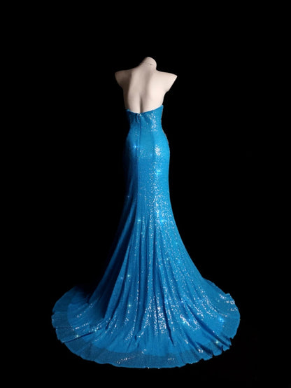 Sequin Prom Dress Inspo Mermaid Sweetheart Slit With Beading Modest Long Formal Party Gown RB9866