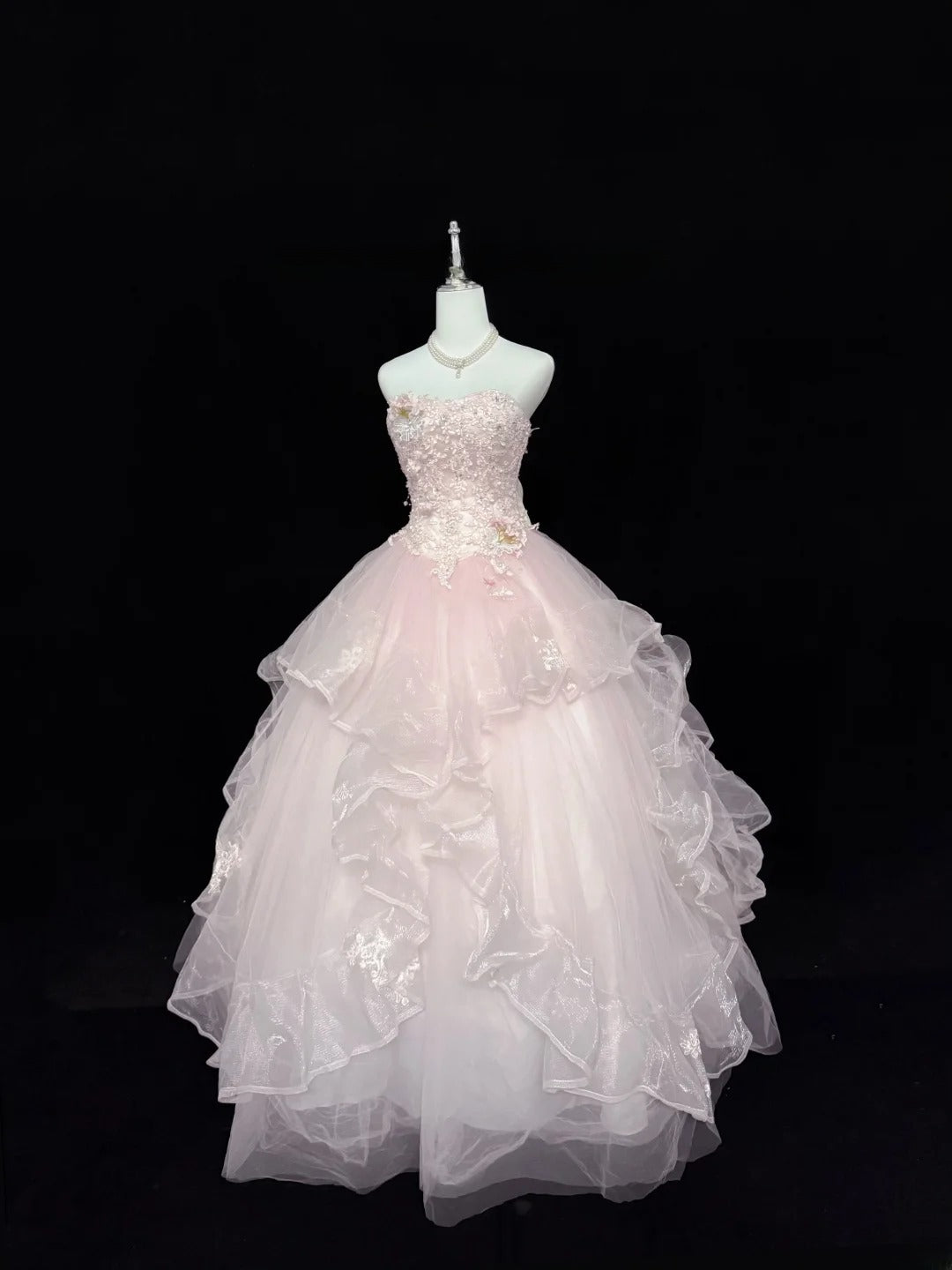 Sweet Ball Gown Sweetheart Light Pink Tulle With Lace Quince Dress Voluminous Sweet 16 Sweet Sixteen Outfits Vestido de 15 RB7436