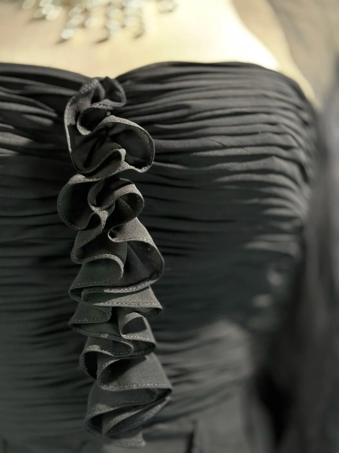 Vintage 80s Prom Dresses A line Sweetheart Black Chiffon With Ruffled Long Evening Dress Formal Outfits RB5872