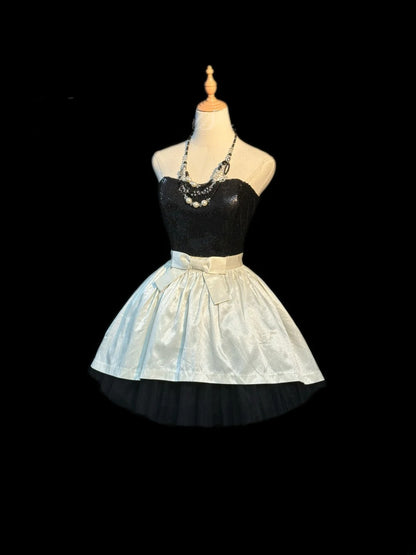 Élégante Robe de Bal bustier noire à paillettes Robe de soirée Courte Mini Robes de 18ème Anniversaire Tenues Hoco RB3465